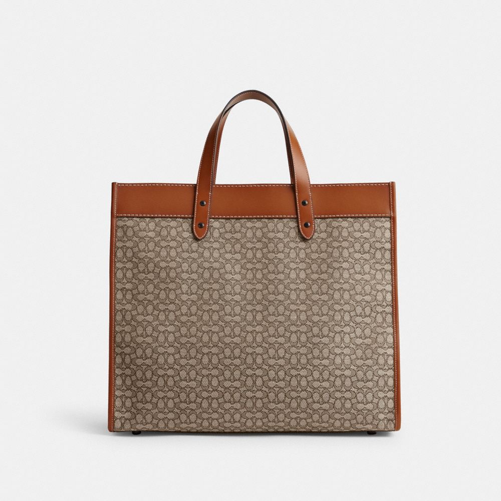 Női COACH® Field 40 In Micro Signature Jacquard Tote Szürke | HURVW928