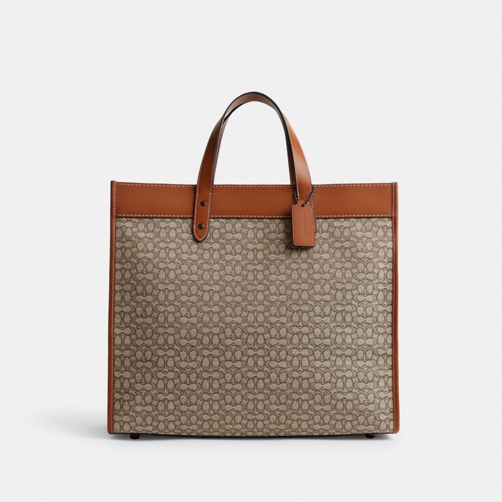 Női COACH® Field 40 In Micro Signature Jacquard Tote Szürke | HURVW928