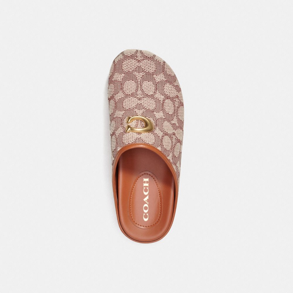 Női COACH® Hadley Slipper In Signature Textile Jacquard Szandál Barna Szürke | HUAHJ349