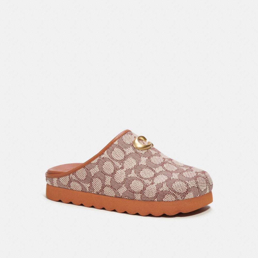 Női COACH® Hadley Slipper In Signature Textile Jacquard Szandál Barna Szürke | HUAHJ349