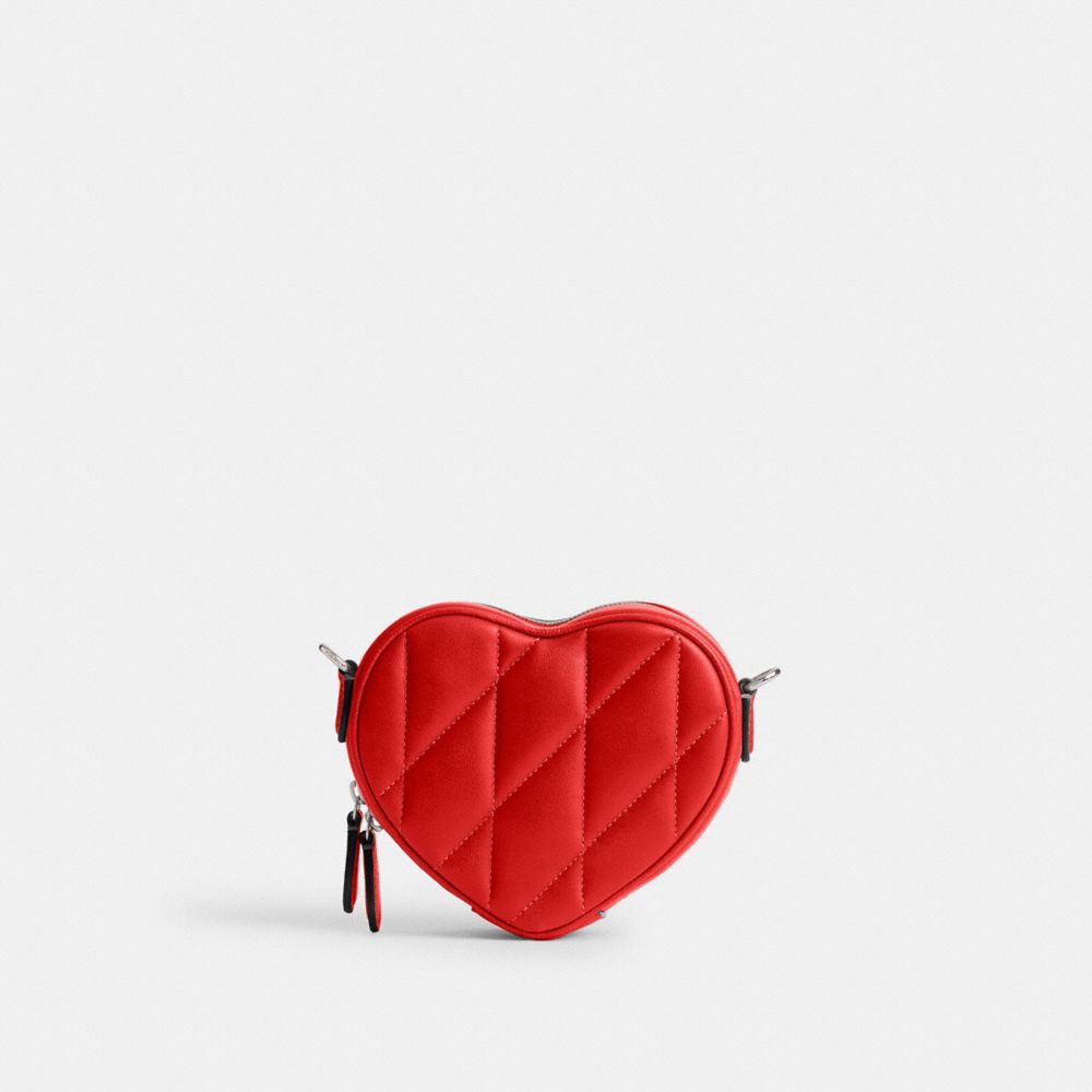 Női COACH® Heart 14 With Pillow Quilting Crossbody Táska Titán Piros | HUSGV787