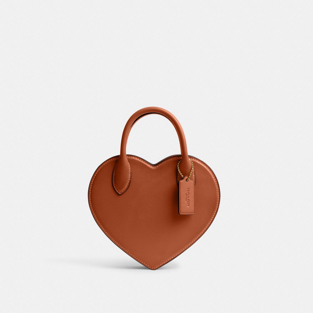 Női COACH® Heart In Regenerative Leather Crossbody Táska Barna | HUDFB788