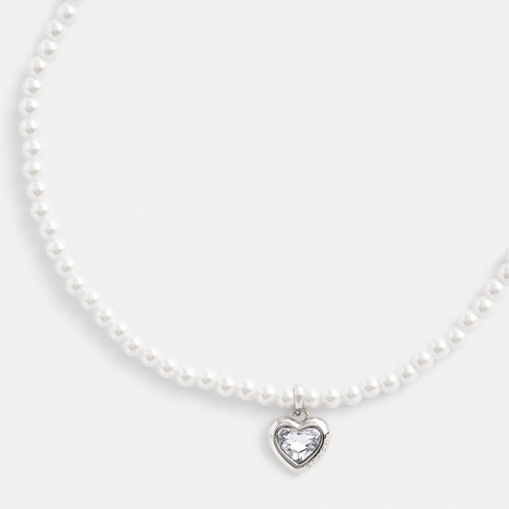 Női COACH® Heart Pearl Choker Nyaklánc Titán | HUSGR579