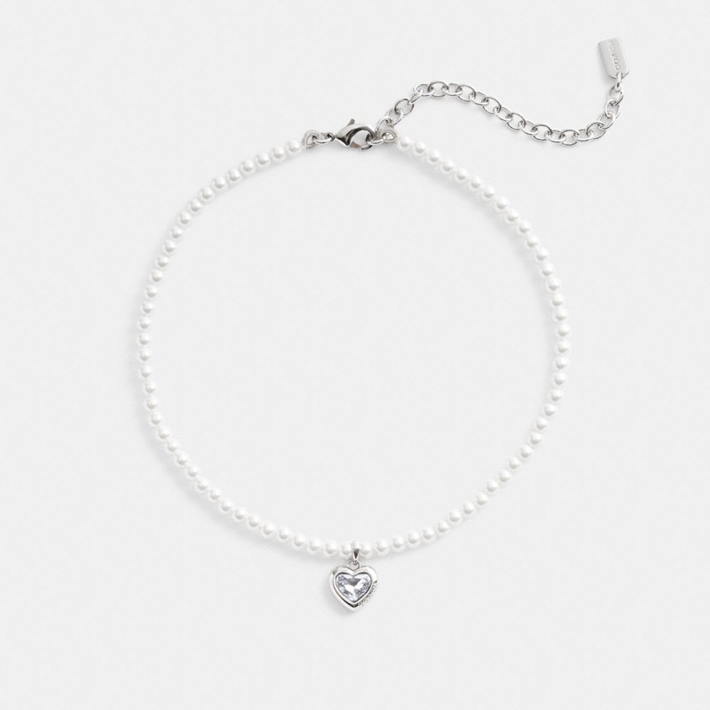 Női COACH® Heart Pearl Choker Nyaklánc Titán | HUSGR579