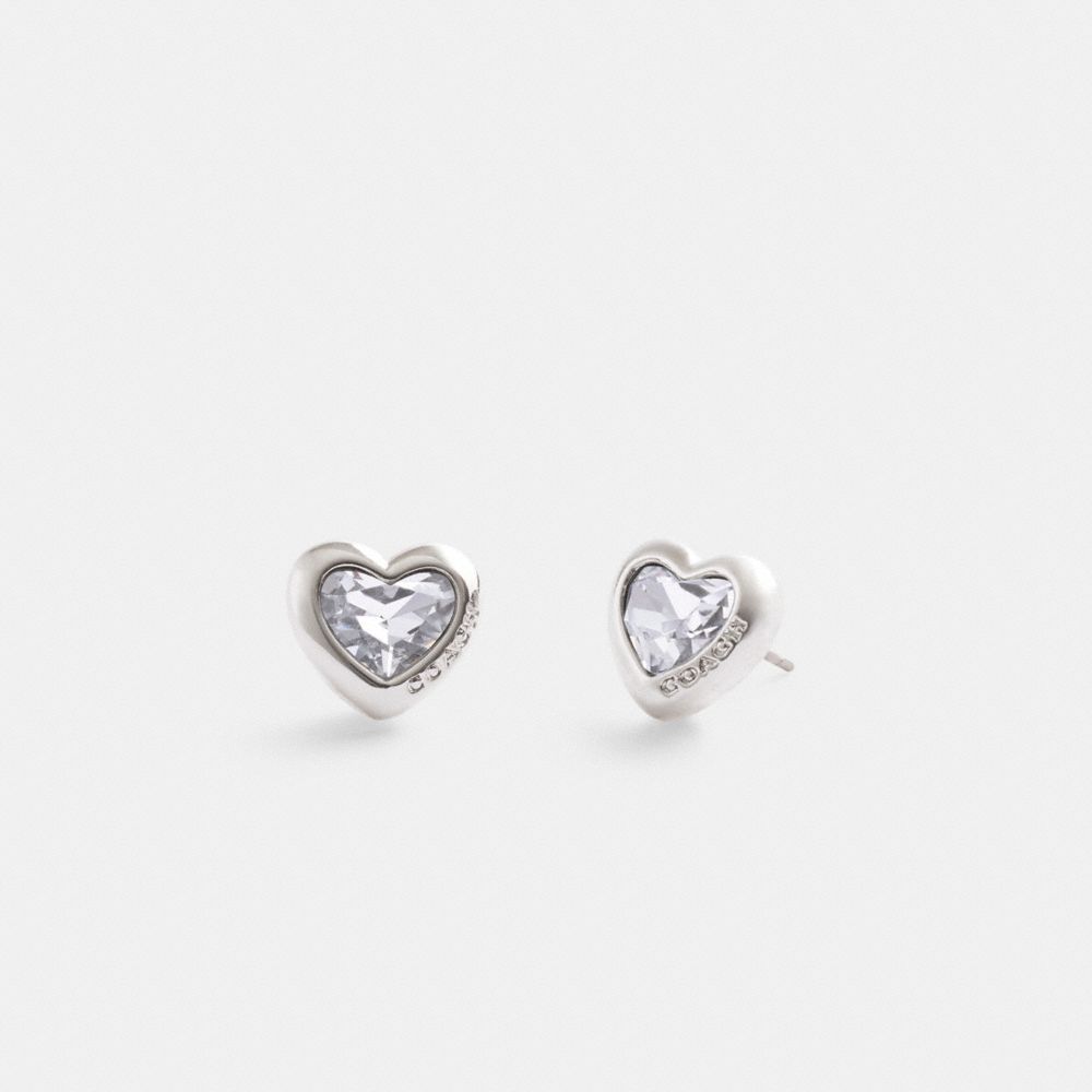 Női COACH® Heart Stud Earring Titán | HUCTN546