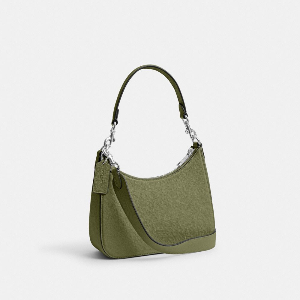 Női COACH® Hobo With Signature Canvas Crossbody Táska Olivazöld | HUGSM790