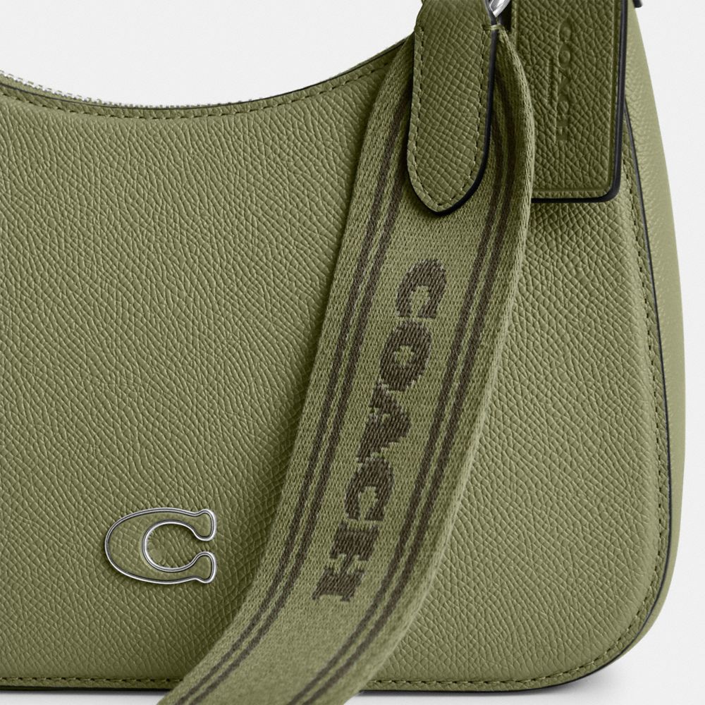 Női COACH® Hobo With Signature Canvas Crossbody Táska Olivazöld | HUGSM790