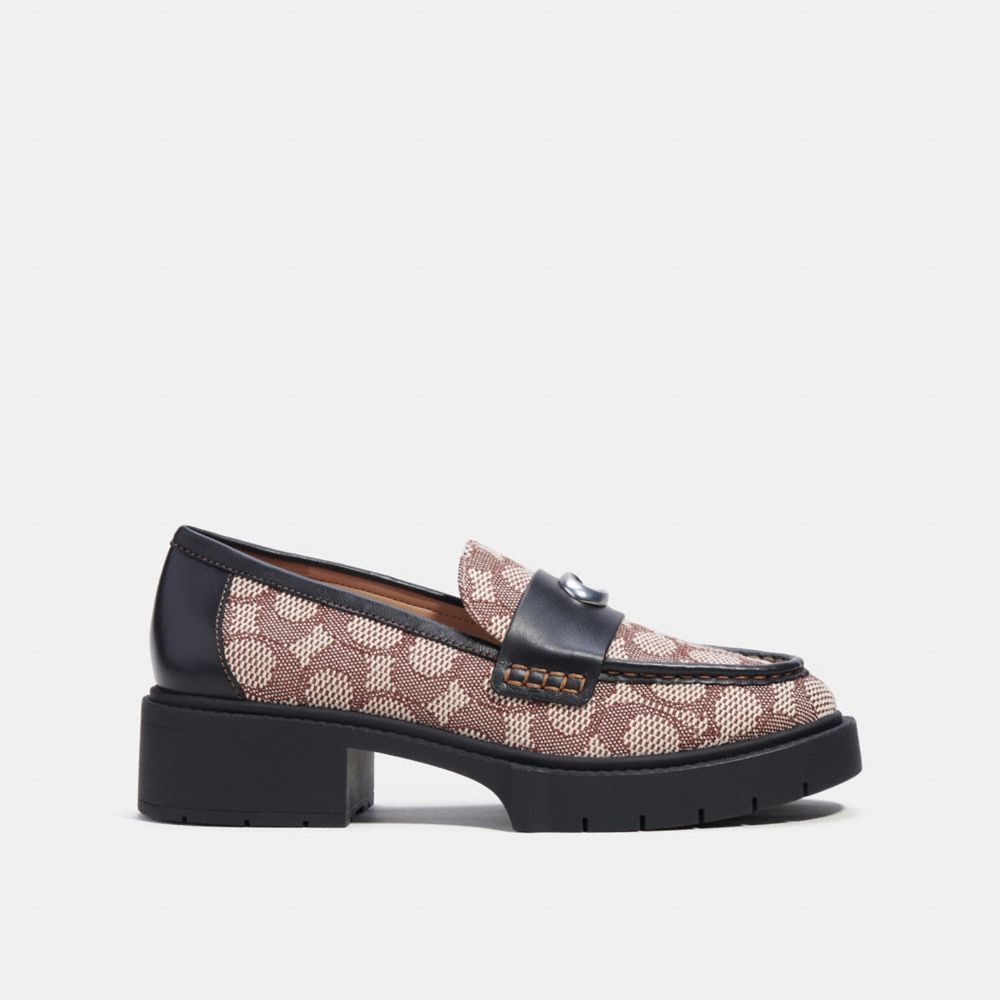 Női COACH® Leah In Signature Jacquard Loafer Fekete | HUZUI340