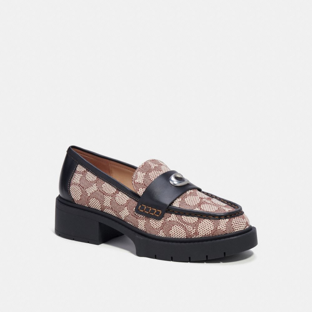 Női COACH® Leah In Signature Jacquard Loafer Fekete | HUZUI340