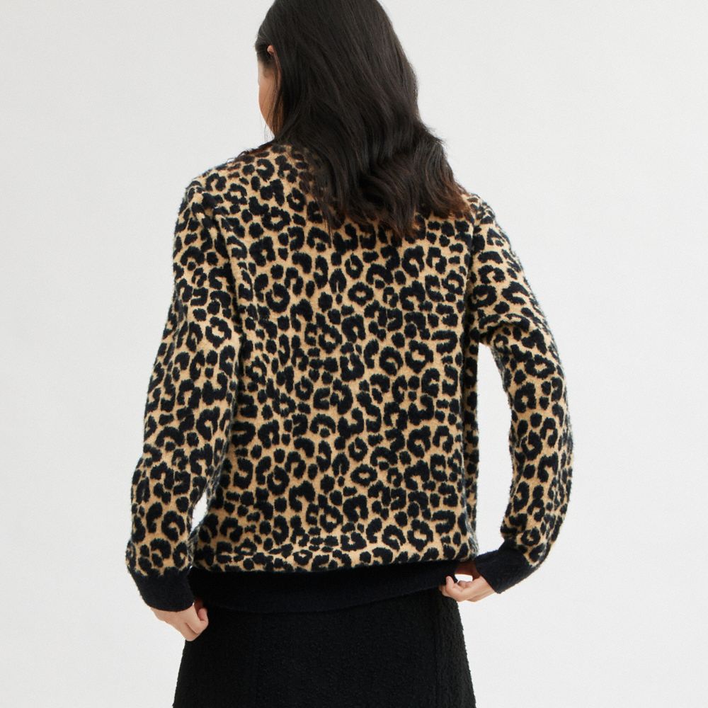 Női COACH® Leopard Cardigan Ing Barna Színes | HUYXK458