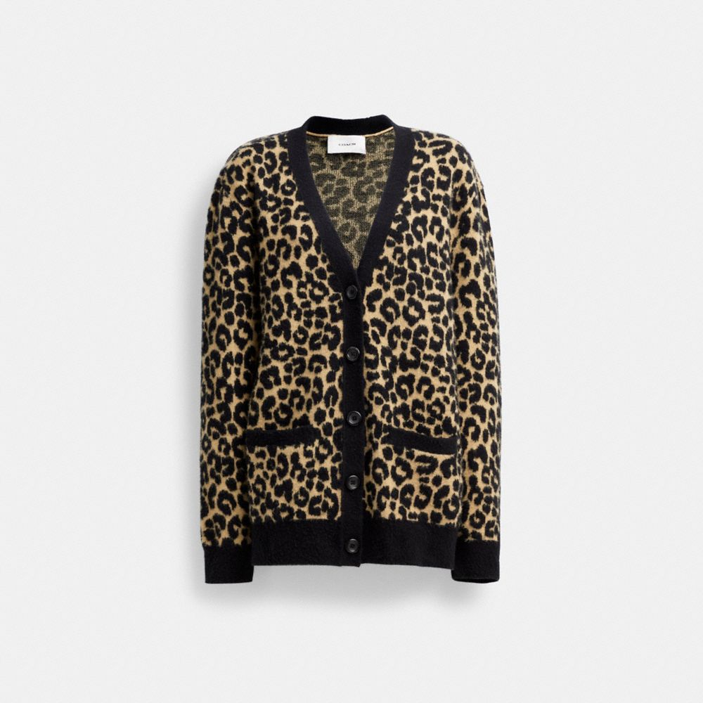 Női COACH® Leopard Cardigan Ing Barna Színes | HUYXK458