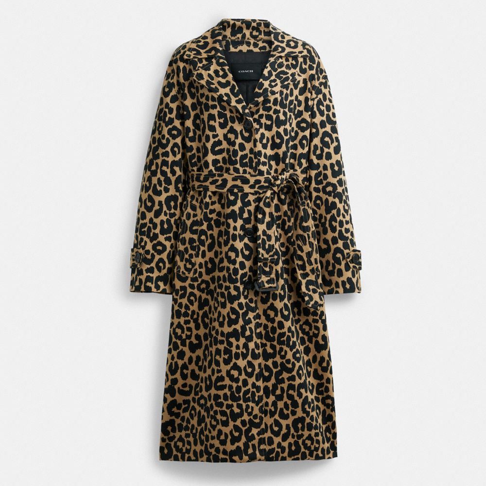 Női COACH® Leopard Oversized Trench Kabát Leopárd | HUZUY392