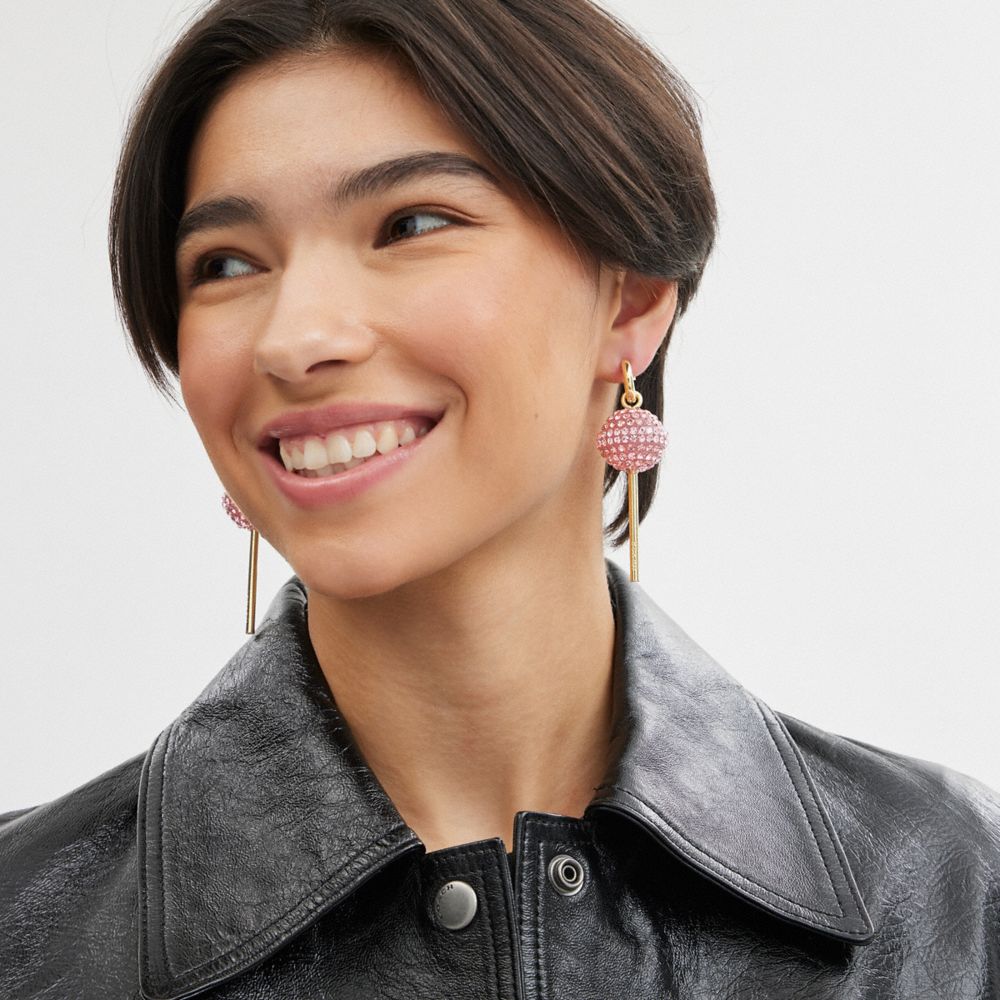 Női COACH® Lollipop Earring Arany Rózsaszín | HUXYM547