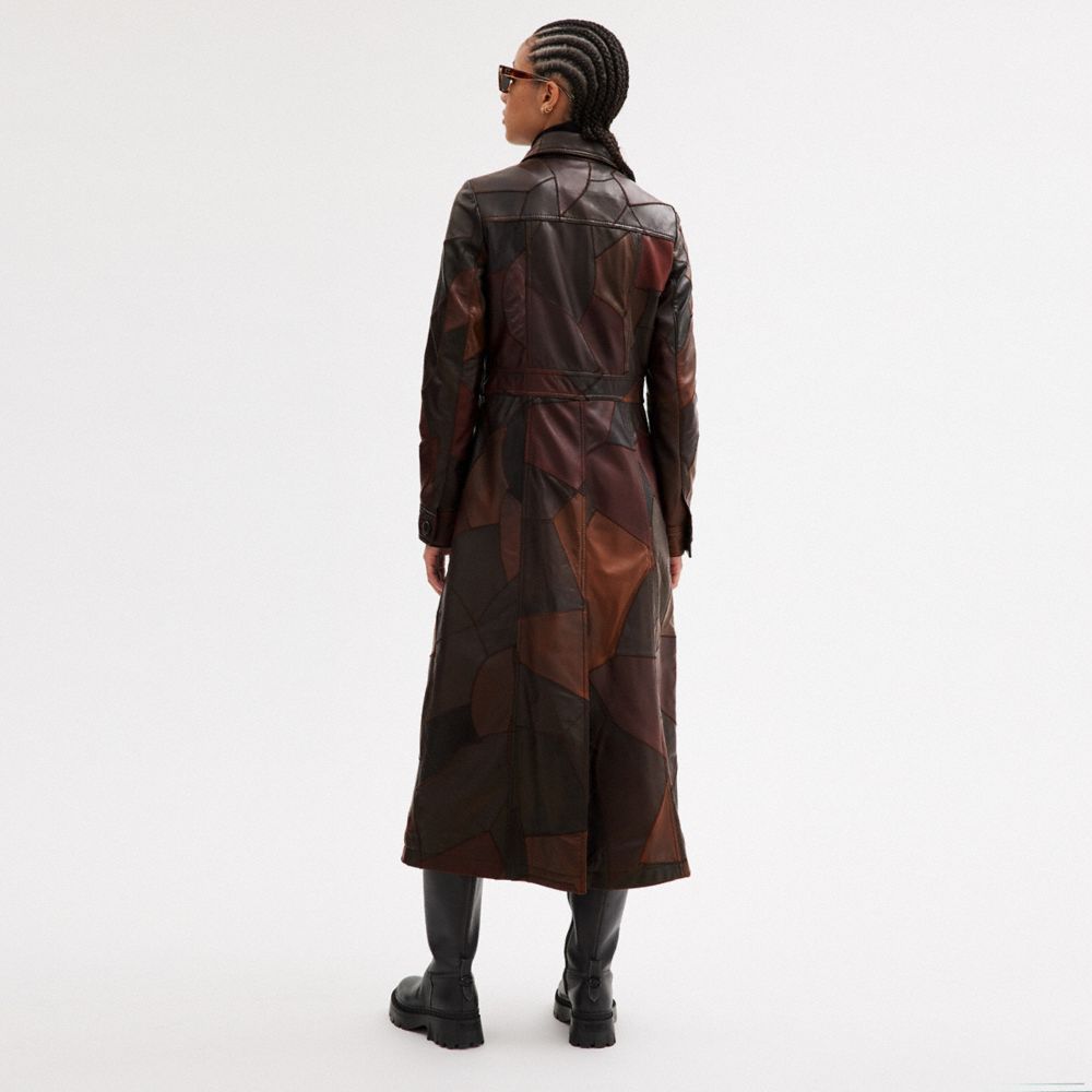 Női COACH® Long Upcrafted Leather Trench Kabát Barna | HUKOI394