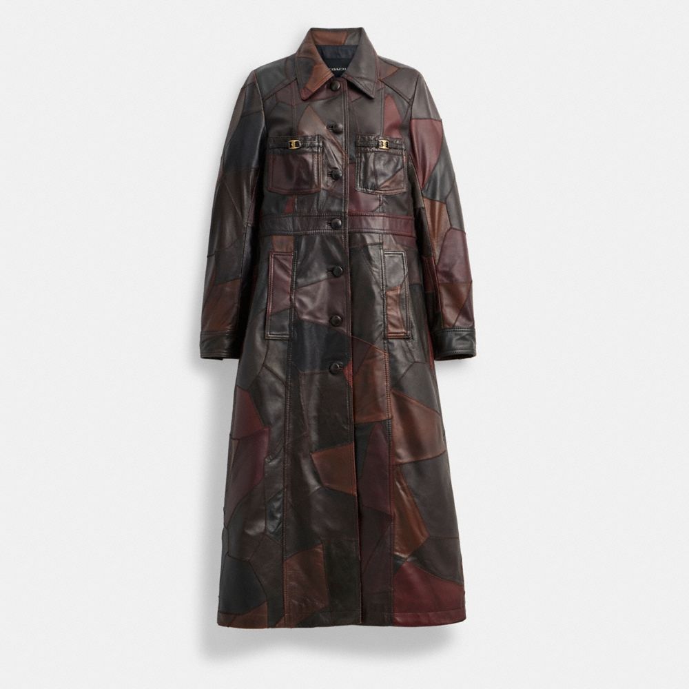 Női COACH® Long Upcrafted Leather Trench Kabát Barna | HUKOI394