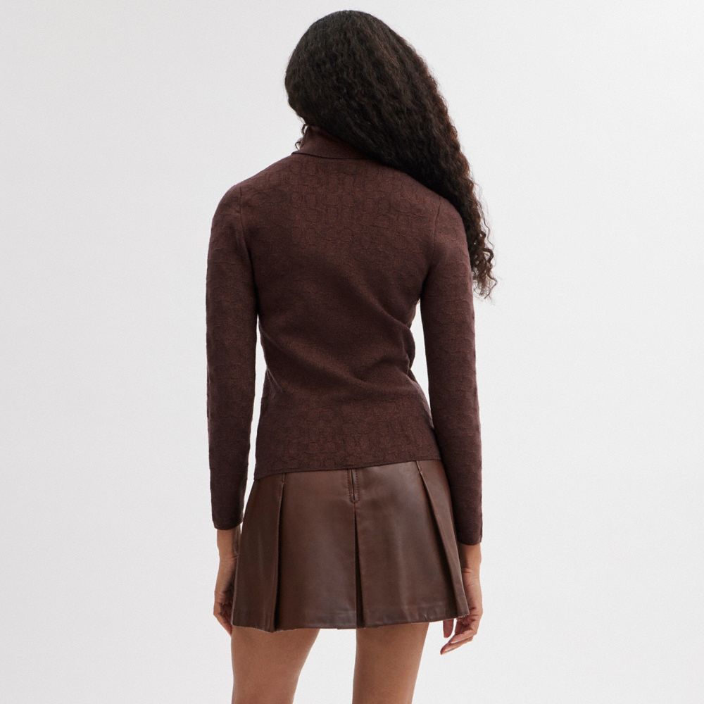 Női COACH® Lurex Signature Turtleneck Pulóver Barna | HUFDP477