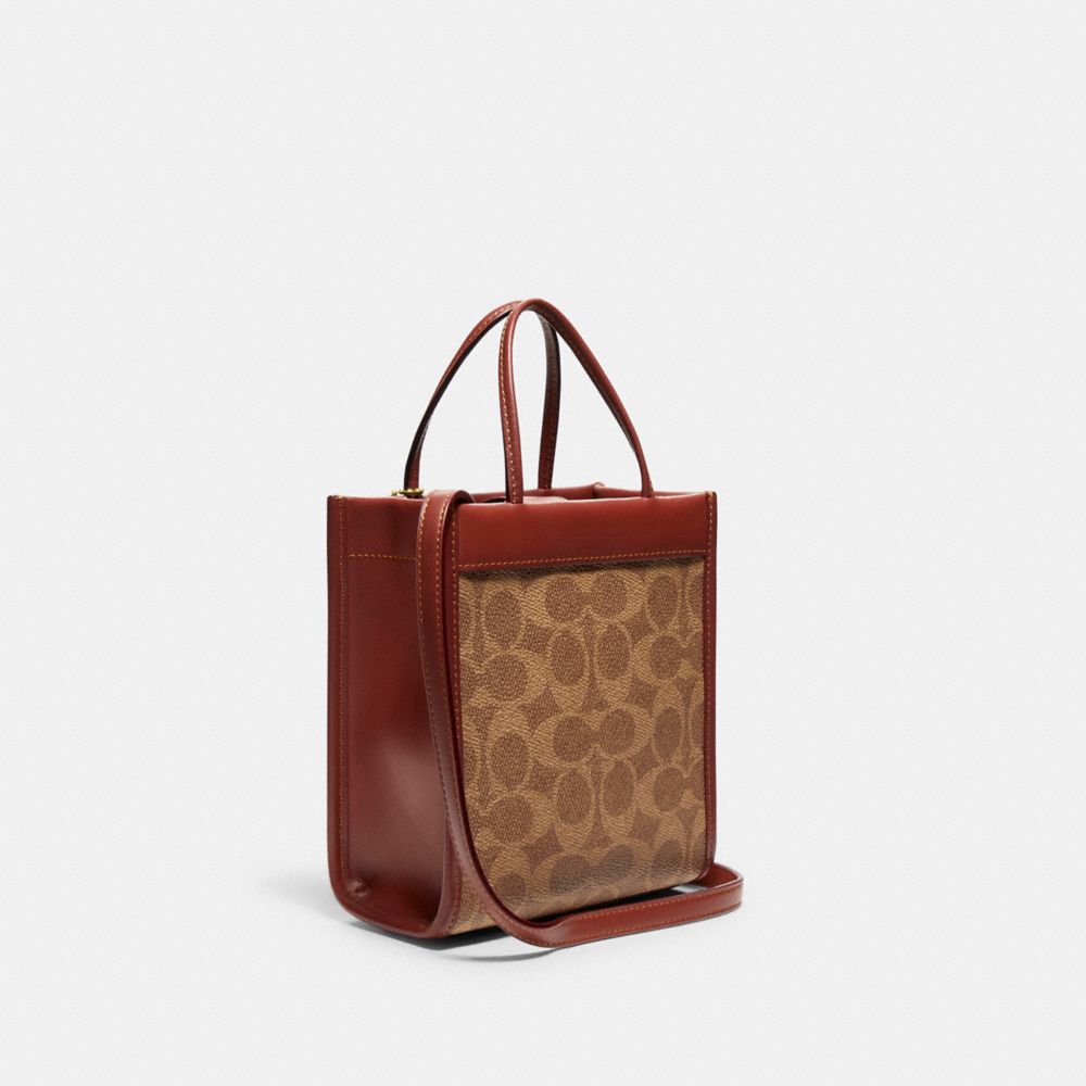 Női COACH® Mini Cashin In Signature Canvas Tote Barna Piros | HUWNU933