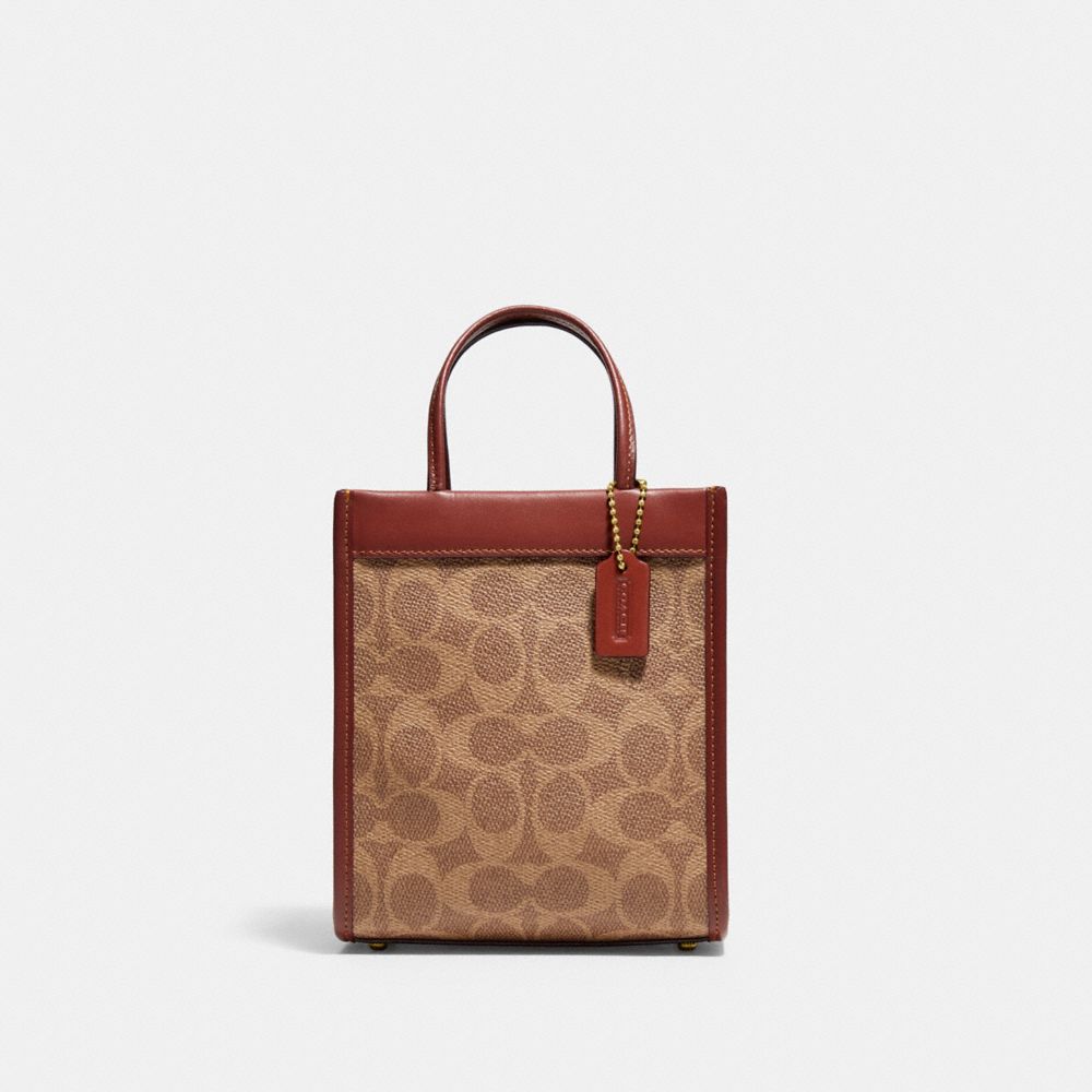 Női COACH® Mini Cashin In Signature Canvas Tote Barna Piros | HUWNU933