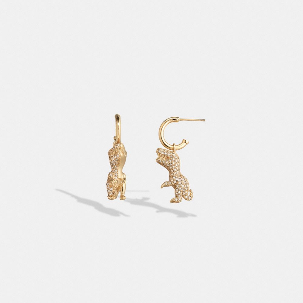 Női COACH® Pavé Rexy Huggie Earring Arany | HUJPE551