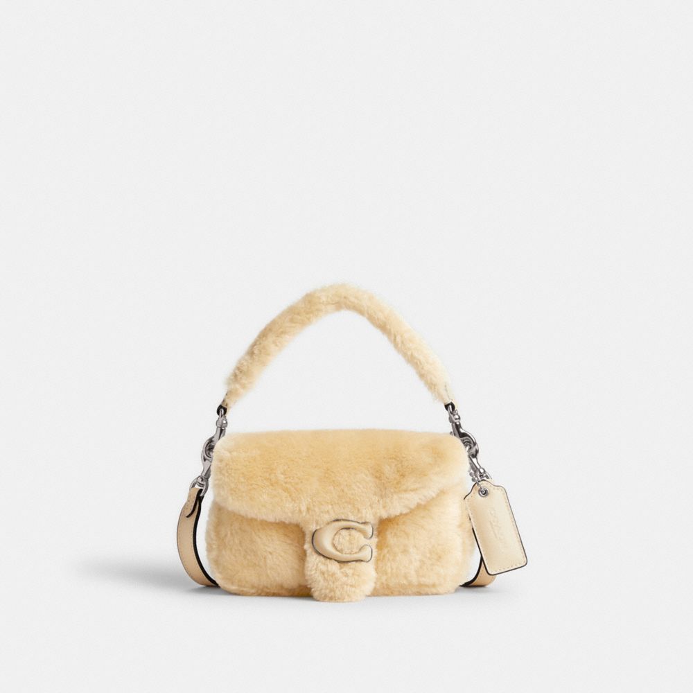 Női COACH® Pillow Tabby 18 In Shearling Válltáska Titán Krém | HUPJJ889