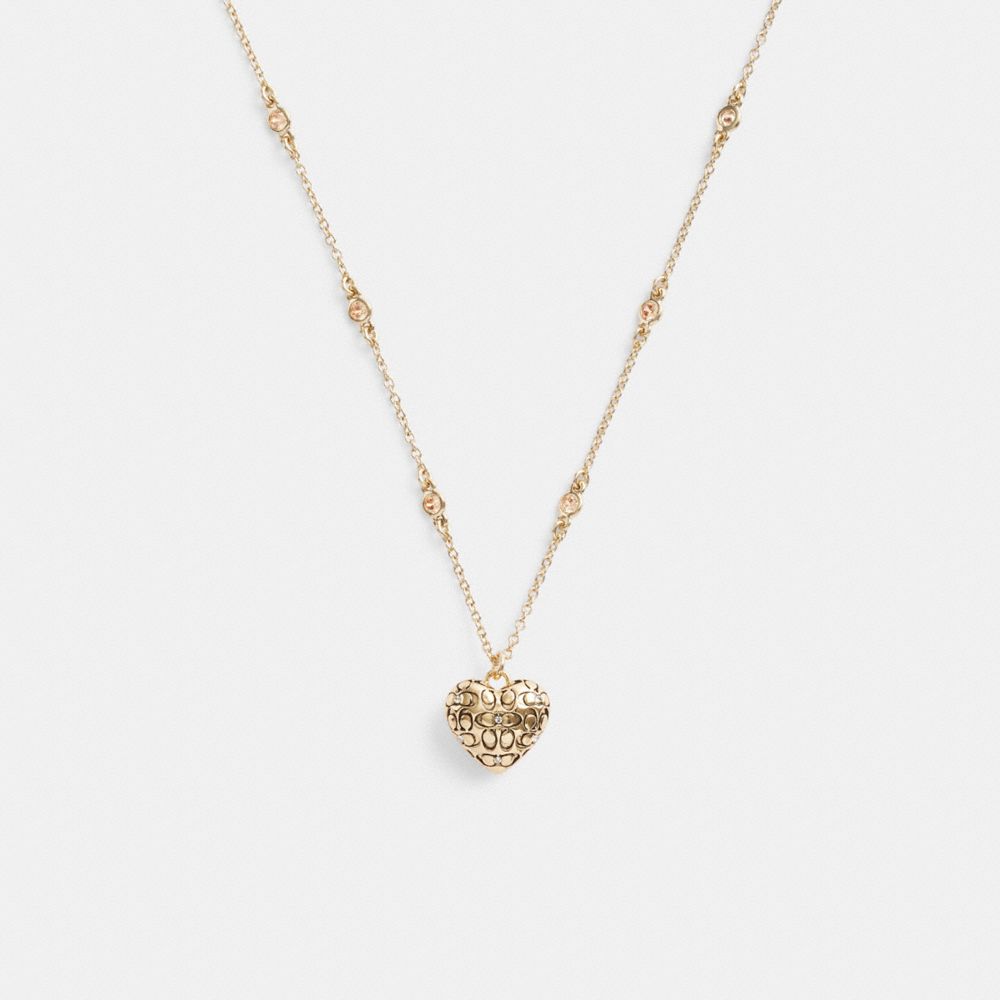 Női COACH® Quilted Signature Heart Pendant Nyaklánc Arany | HUVRG590