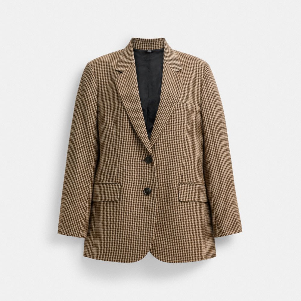 Női COACH® Relaxed Blazer Kabát Barna Fehér | HUBEC435