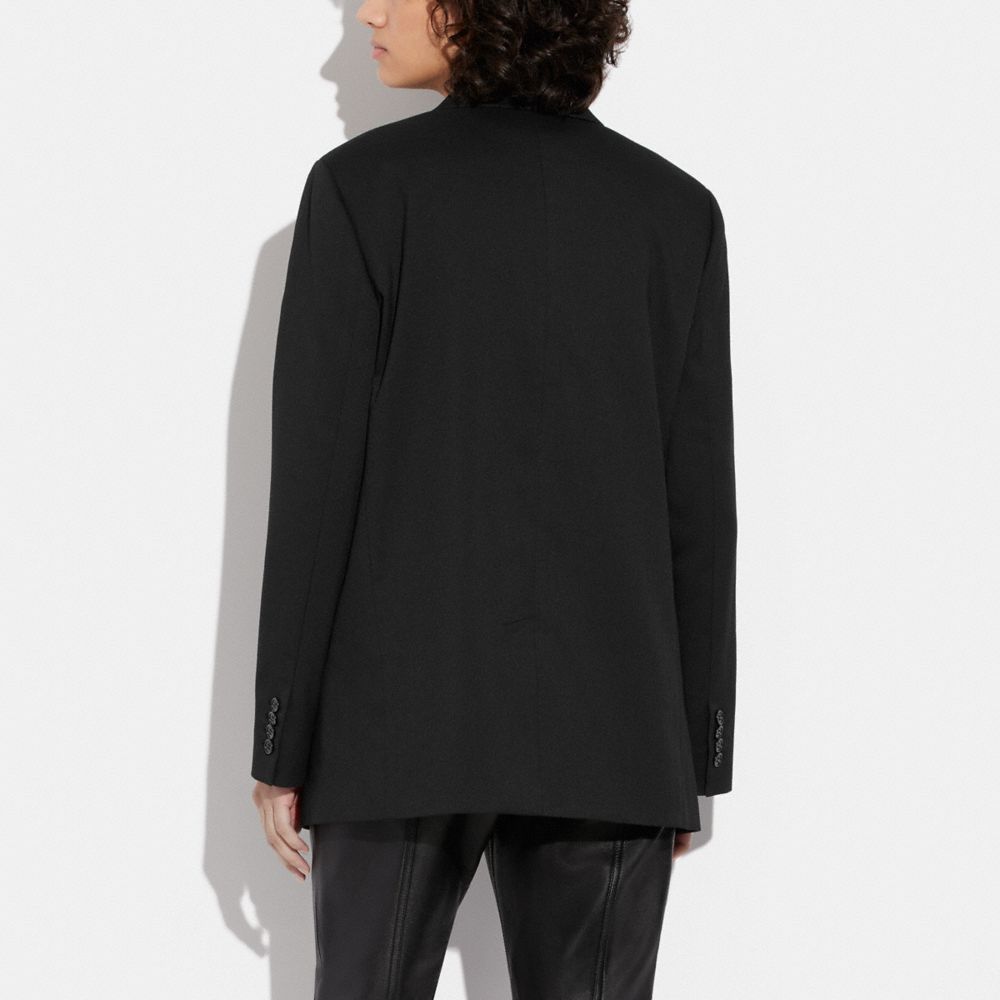 Női COACH® Relaxed Blazer With Signature Lining Kabát Fekete | HUHAP396