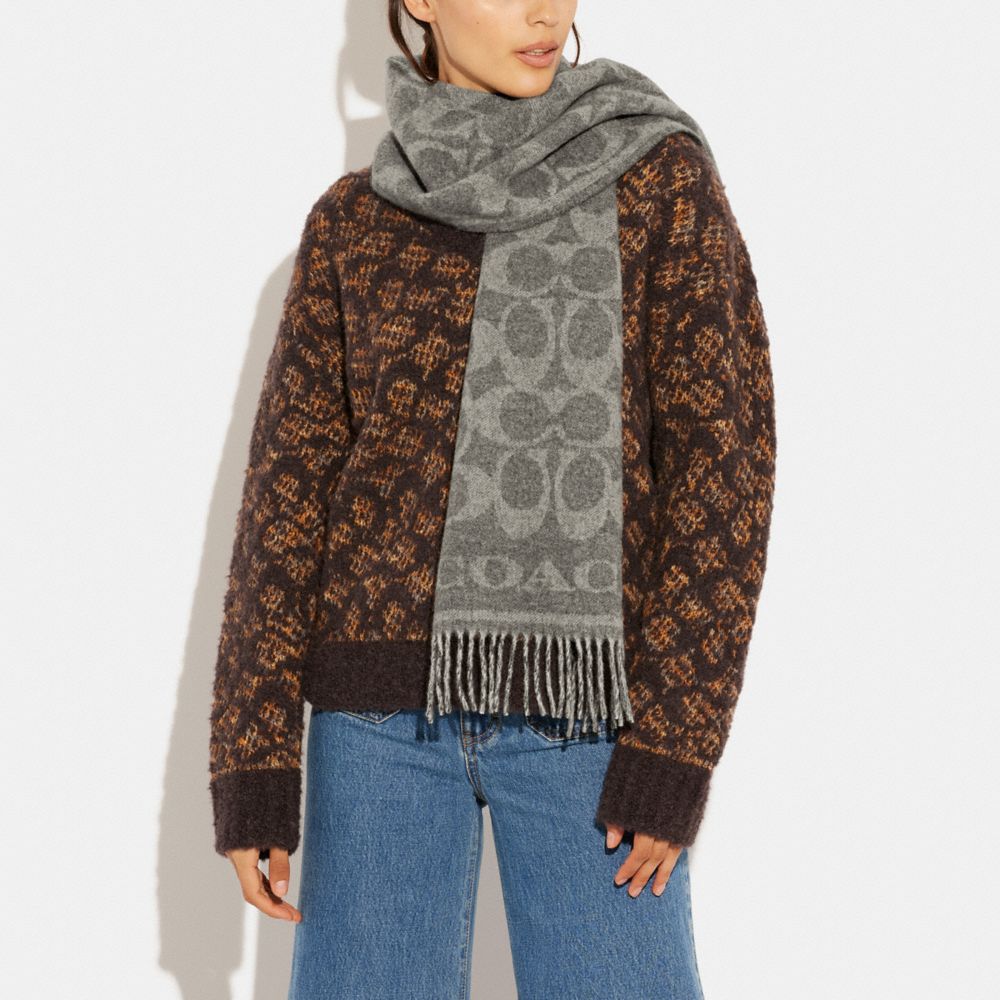 Női COACH® Reversible Signature Cashmere Muffler Sál Szürke | HUOKU663