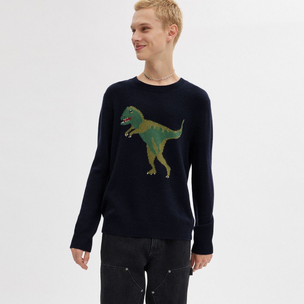 Női COACH® Rexy Crewneck Pulóver Sötétkék | HUKOF481