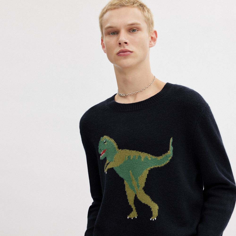 Női COACH® Rexy Crewneck Pulóver Sötétkék | HUKOF481