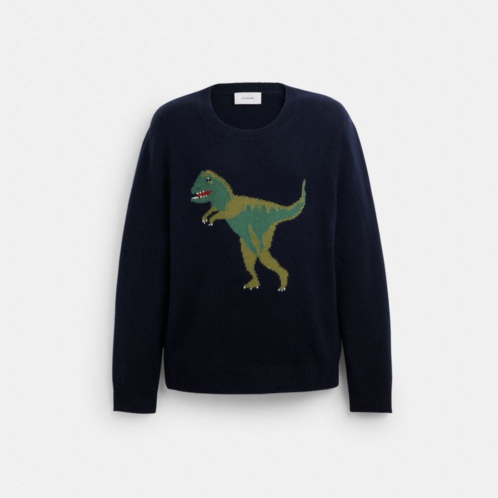 Női COACH® Rexy Crewneck Pulóver Sötétkék | HUKOF481