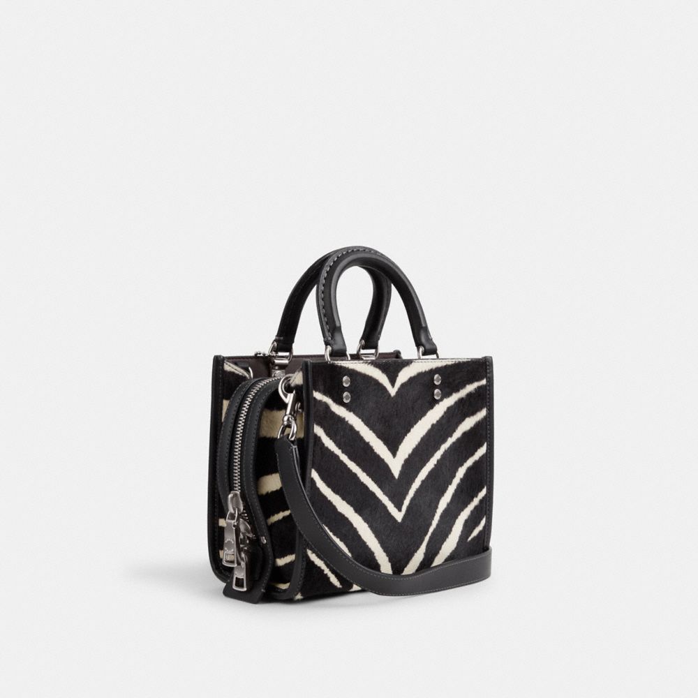 Női COACH® Rogue 20 In Haircalf With Zebra Print Válltáska Titán | HUSGL891