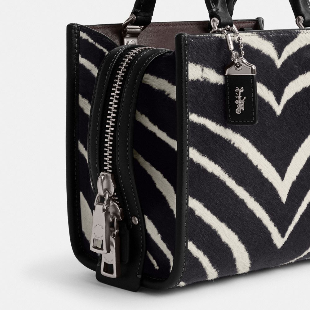 Női COACH® Rogue 20 In Haircalf With Zebra Print Válltáska Titán | HUSGL891