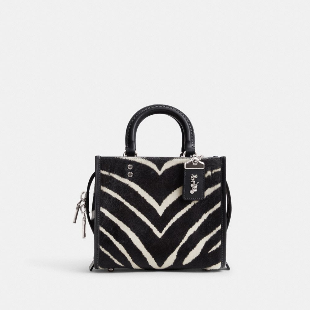 Női COACH® Rogue 20 In Haircalf With Zebra Print Válltáska Titán | HUSGL891