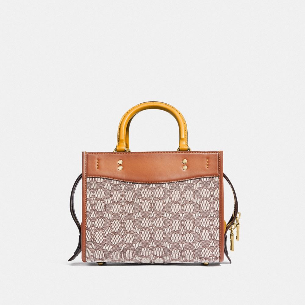 Női COACH® Rogue 25 In Signature Textile Jacquard Kézitáska Barna Szürke | HUFDV841