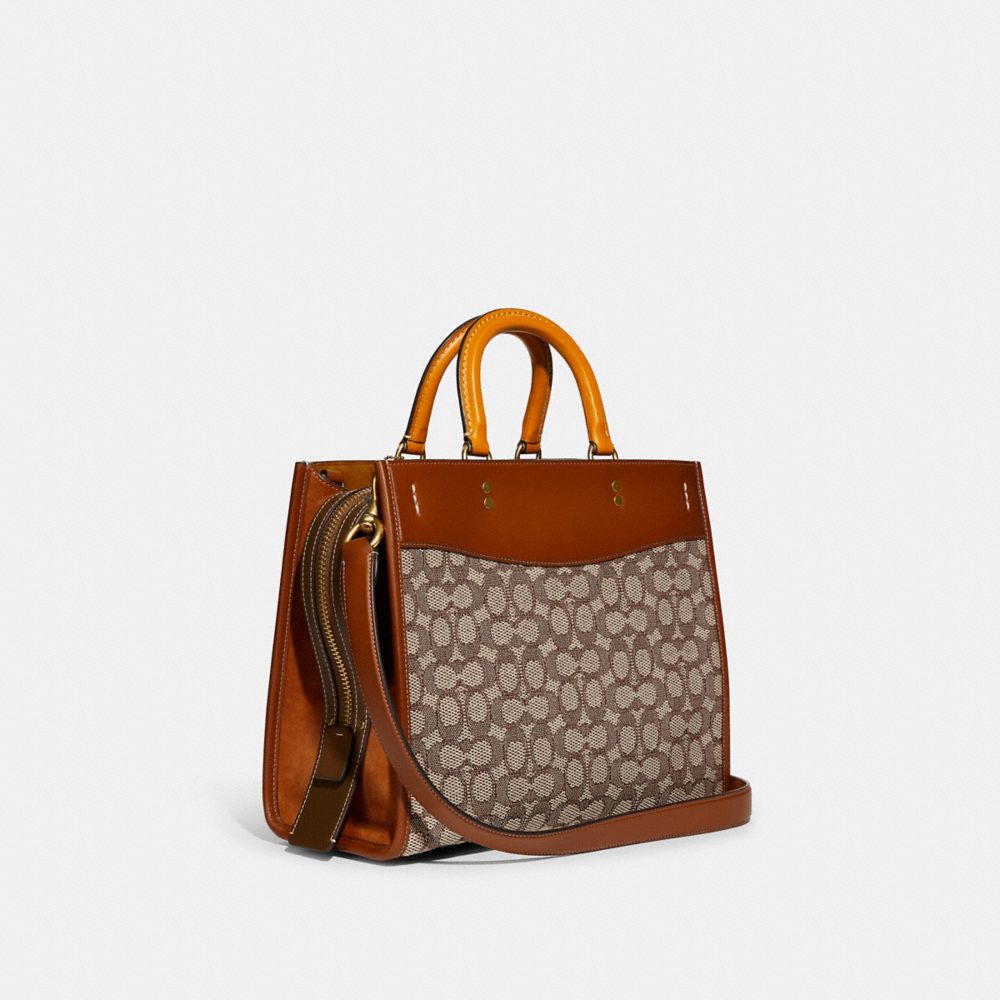 Női COACH® Rogue In Signature Textile Jacquard Kézitáska Barna Szürke | HULIQ846