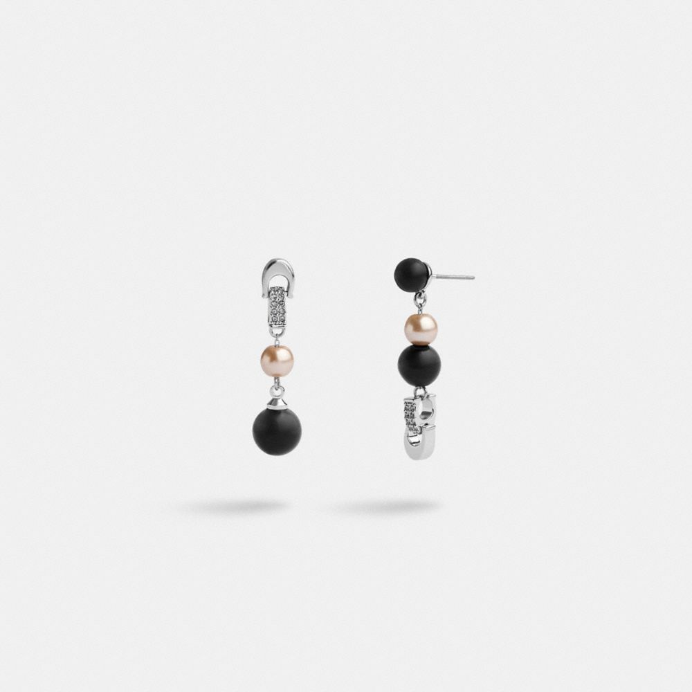 Női COACH® Signature Chain Pearl Drop Earring Titán Rózsaszín Színes | HUAHO557