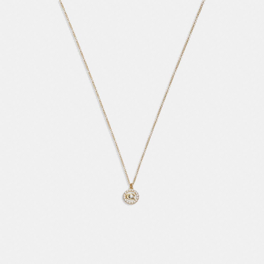 Női COACH® Signature Crystal Pearl Pendant Nyaklánc Arany | HUBEH591