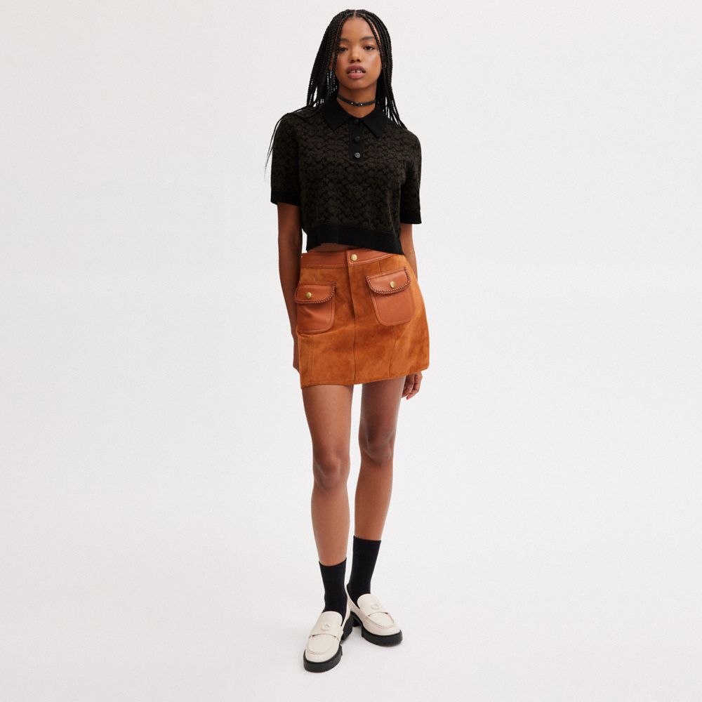 Női COACH® Sporty Cropped Polo Ing Barna | HUEBX461