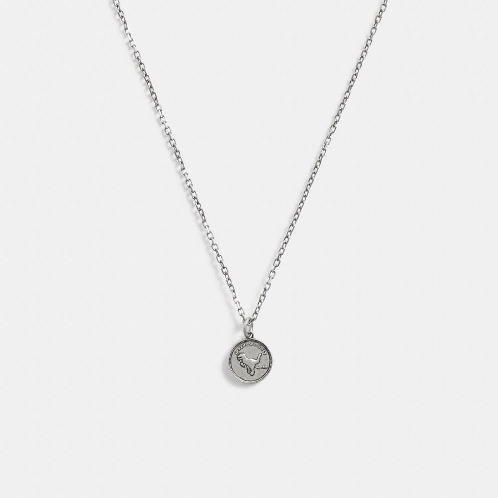 Női COACH® Sterling Coin Pendant Nyaklánc Titán | HUBEX596