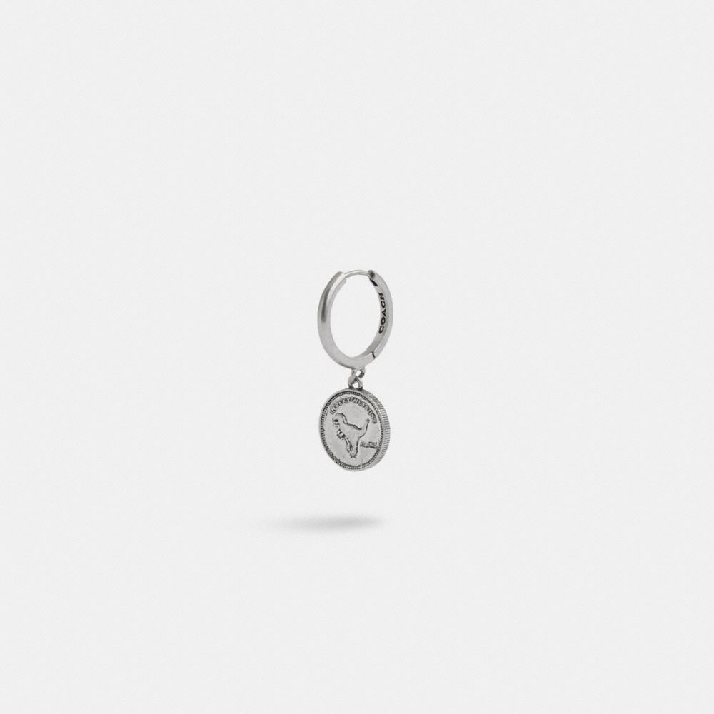 Női COACH® Sterling Coin Single Huggie Earring Titán | HUYXF562