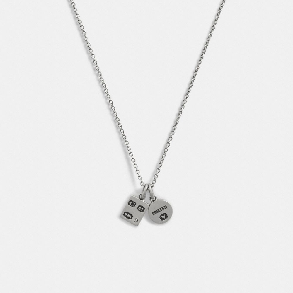 Női COACH® Sterling Double Charm Long Pendant Nyaklánc Titán | HUVRC597