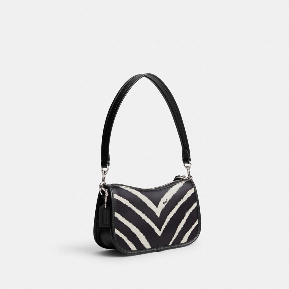 Női COACH® Swinger 20 With Zebra Print Válltáska Titán | HUCTW901