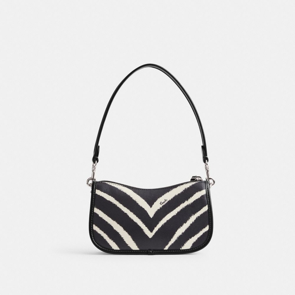 Női COACH® Swinger 20 With Zebra Print Válltáska Titán | HUCTW901