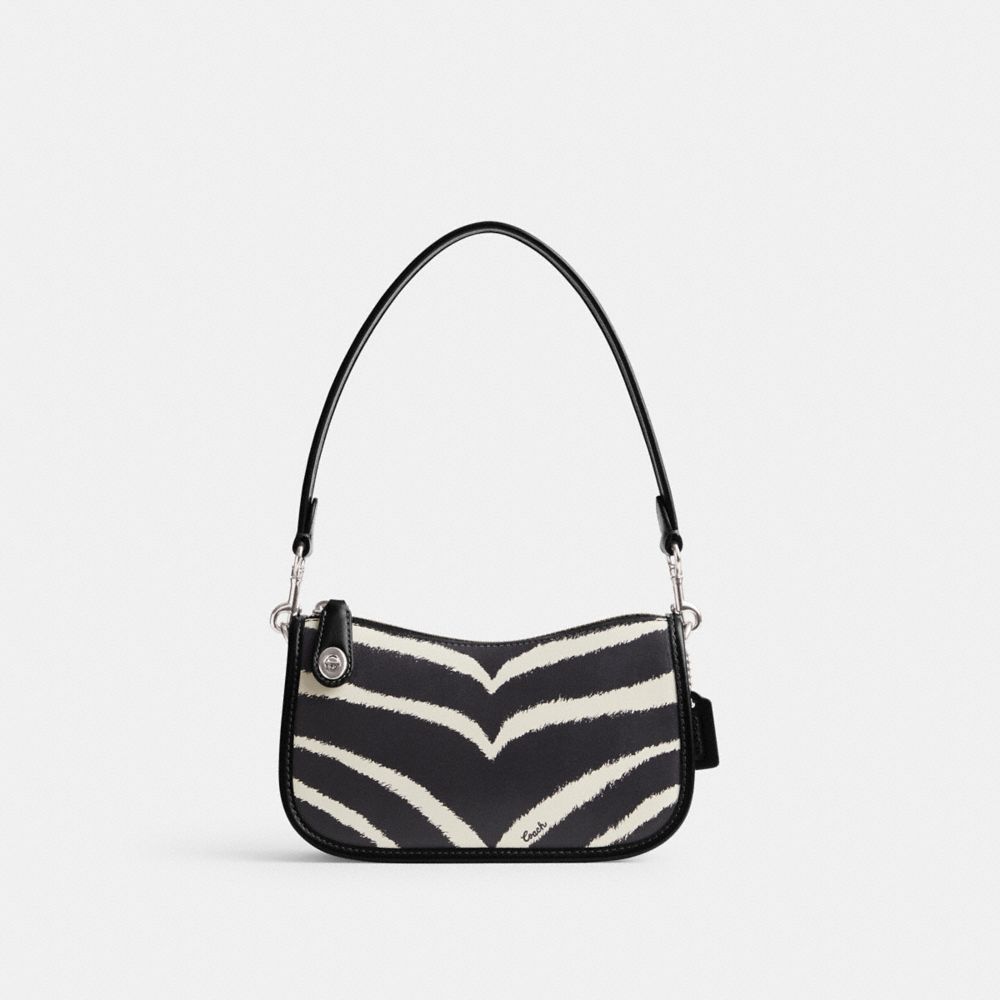 Női COACH® Swinger 20 With Zebra Print Válltáska Titán | HUCTW901