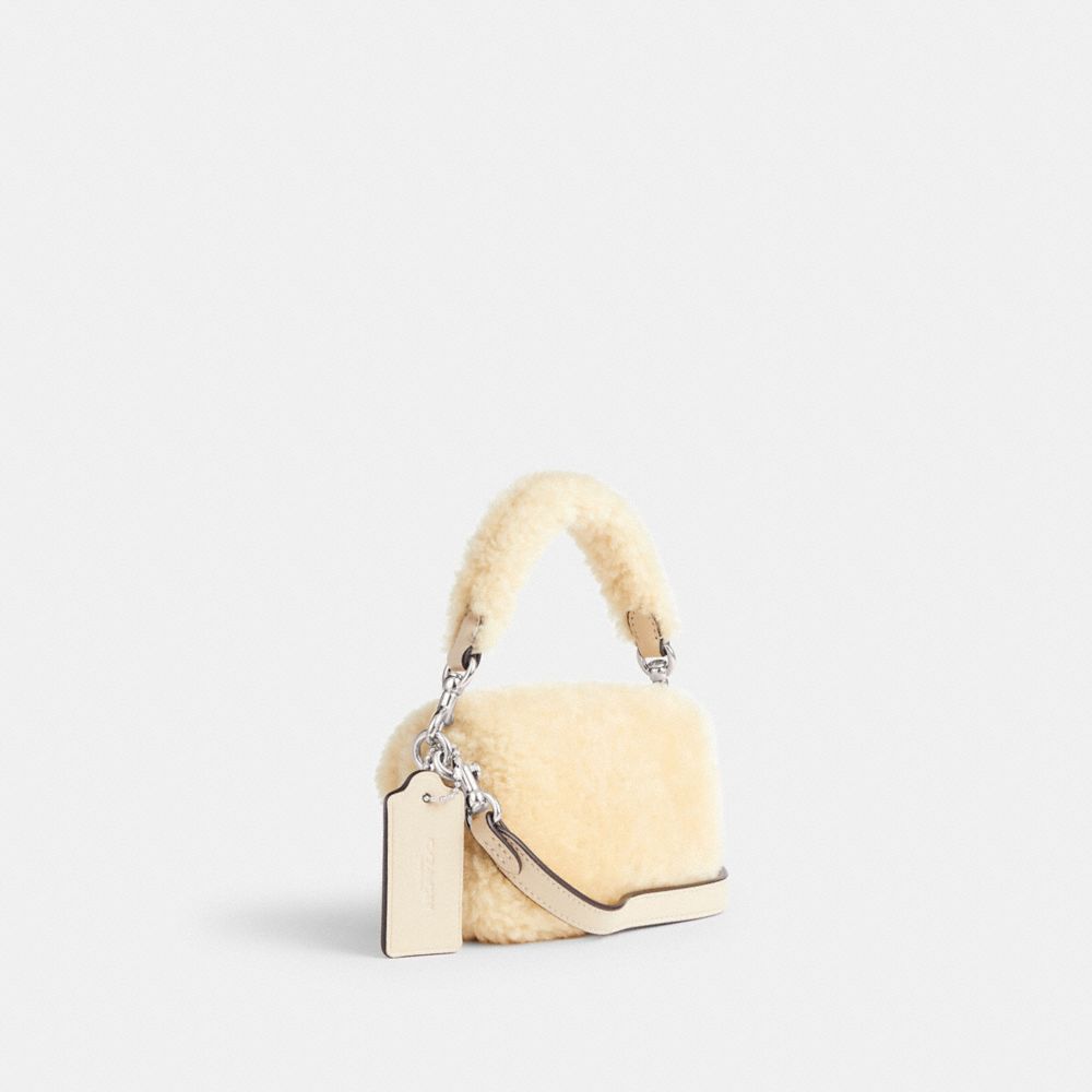 Női COACH® Tabby 12 In Shearling Crossbody Táska Titán Krém | HUXYH807