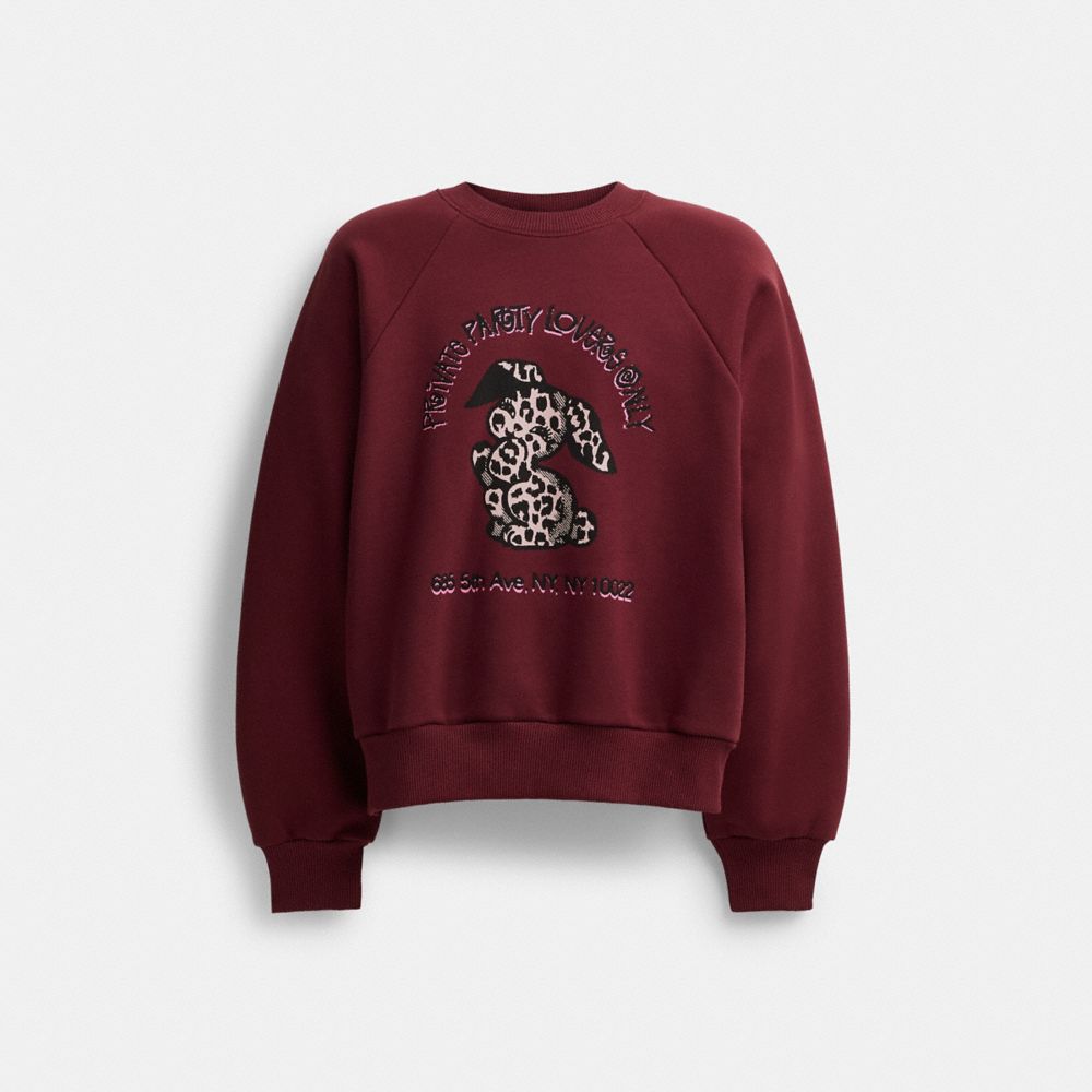 Női COACH® The Lil Nas X Drop Bunny Crewneck Pulóver Bordó | HUMQV490