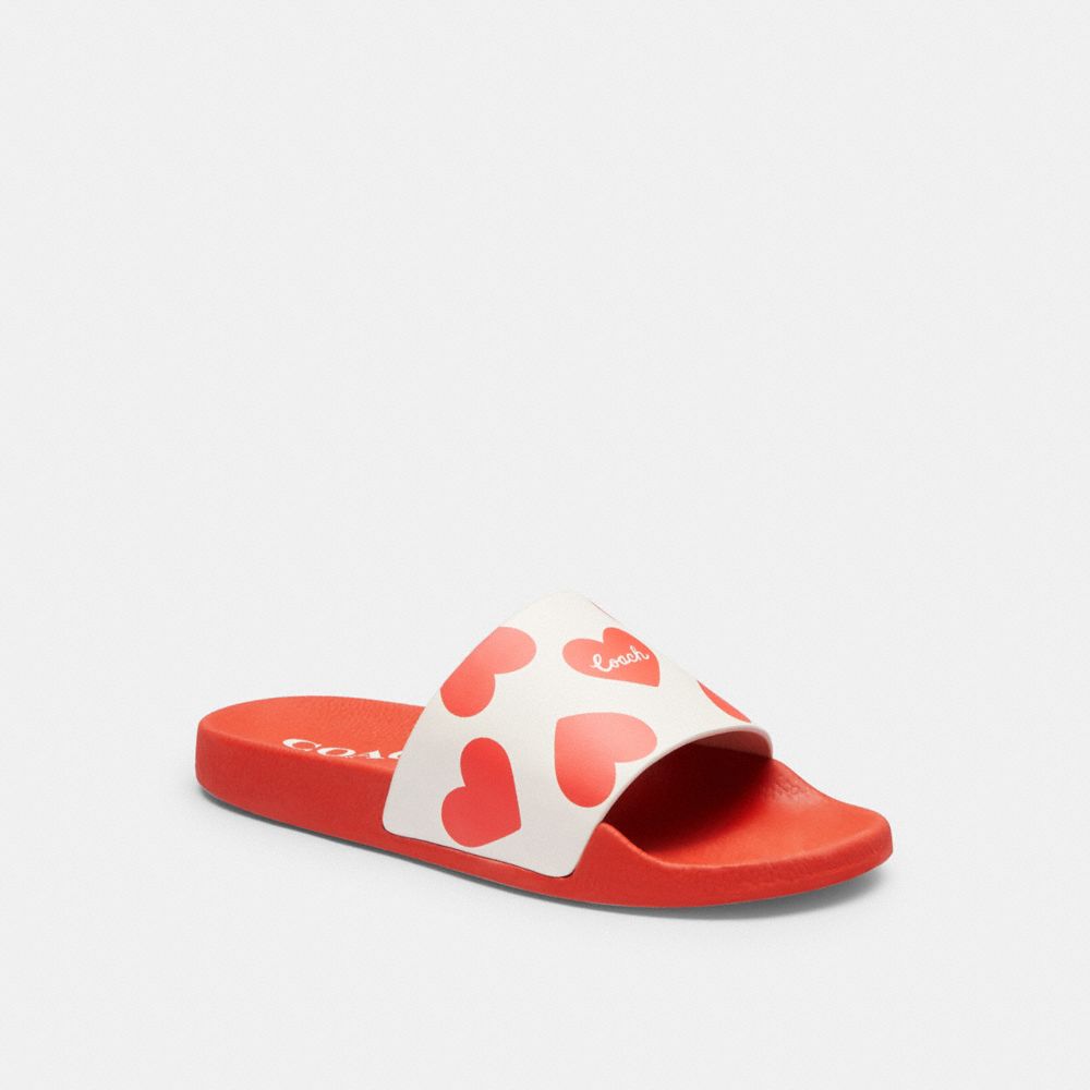 Női COACH® Udele Sport Slide With Valentine\'s Print Szandál Piros | HURVR363