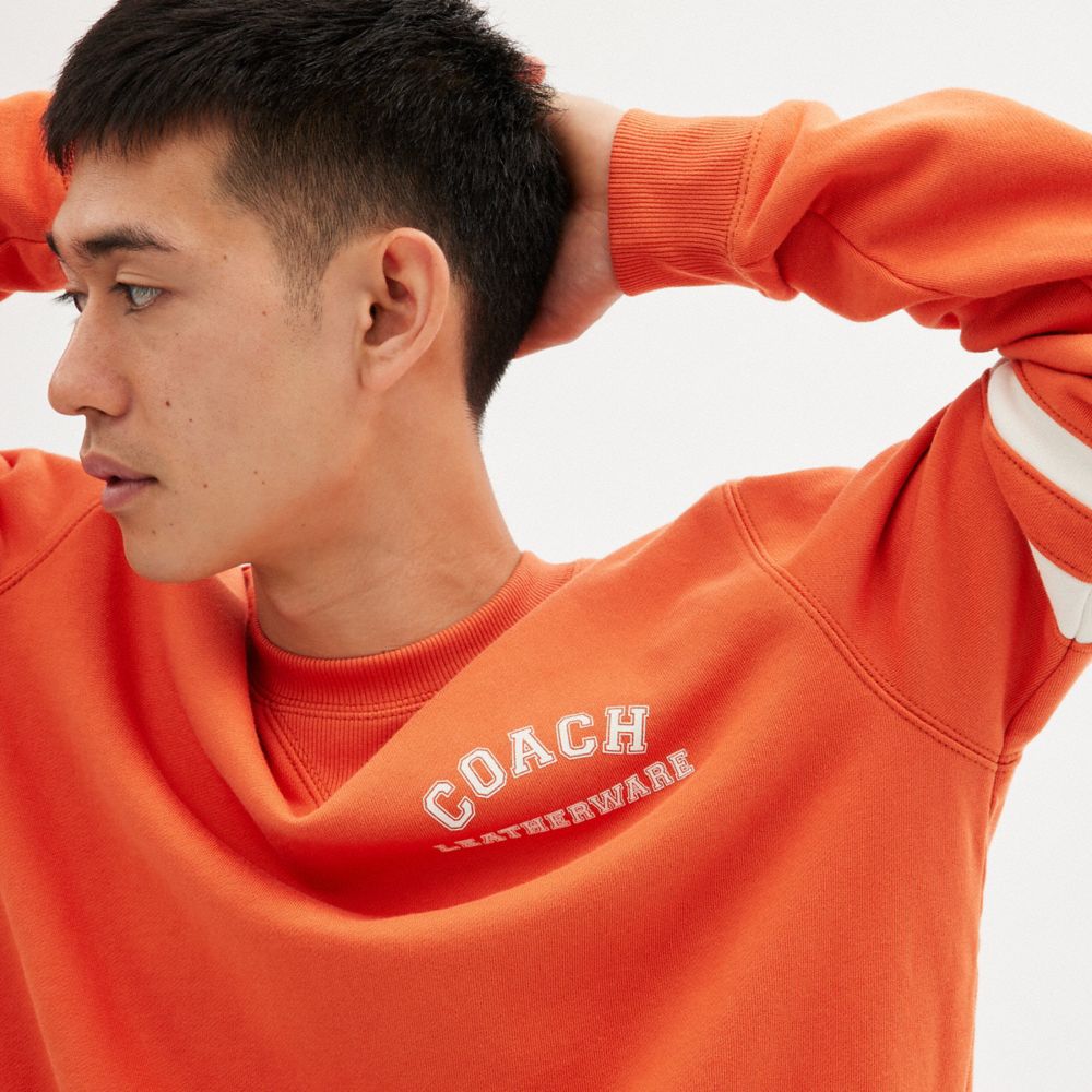 Női COACH® Varsity Crewneck Kapucnis Pulóver Narancssárga | HUDFA424