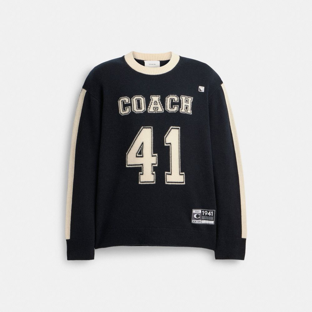 Női COACH® Varsity Pulóver Fekete | HUCTK485